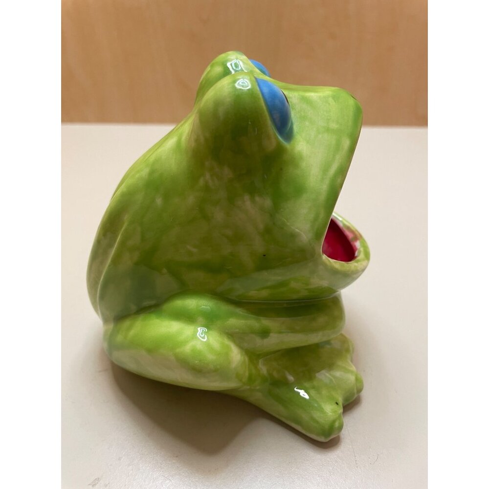 VTG Ceramic Frog Scrubbie Holder Sponge Caddy Soap Dish Figural Frog - Picture 4 of 10